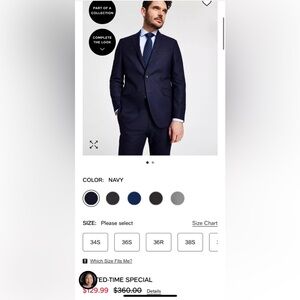 Kenneth Cole Men’s Navy Suit Jacket